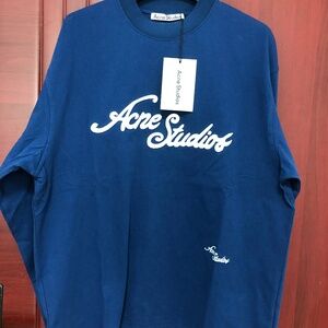 ACNE STUDIOS Logo Crewneck in Deep Blue